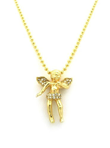 Baby Angel Extra Small Pave Micro Pendant w/ 27" Ball Chain