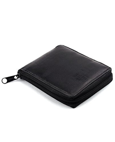 NYfashion101 Men's Bifold Passcase 5 Card Slot Zippered Genuine Leather Wallet