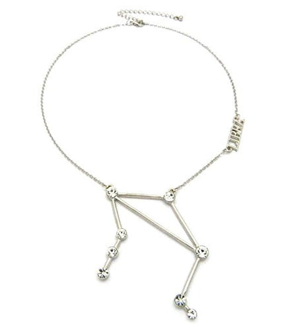 Libra Zodiac Sign Rhinestone Horoscope Pendant 2mm 16" + Extension Necklace in Silver-Tone