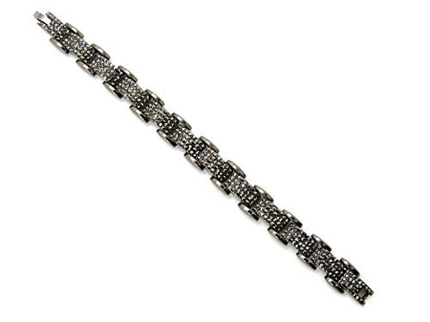 Multi Link Rhinestone Block Chain Bracelet with Metal Clasp