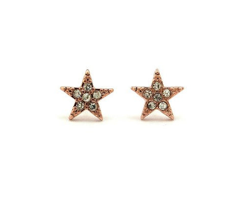Rose Gold Tone Iced Out Star Shape Stud Earrings XE723RG