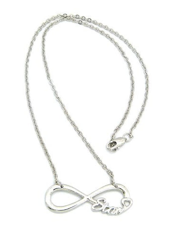 Stan Inscribed Infinity Loop 2mm 18" Link Chain Necklace in Silver-Tone