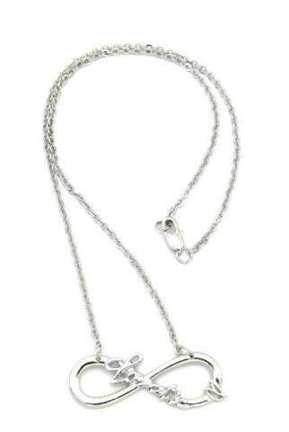 Lovatic (TM) Celebrity Fans 18" Infinity Heart Necklace - Silver Tone XC468R