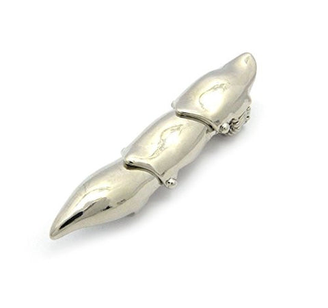 Silver-Tone Polished Armor Full Finger Knuckle Stretch Ring