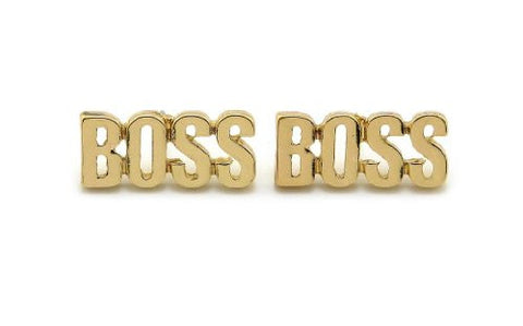 Plain BOSS Stud Earrings in Gold-Tone