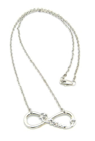 Rossian Inscribed Infinity Loop 2mm 18" Link Chain Necklace in Silver-Tone