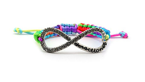 Rhinestone Infinity Rainbow Macrame Bracelet