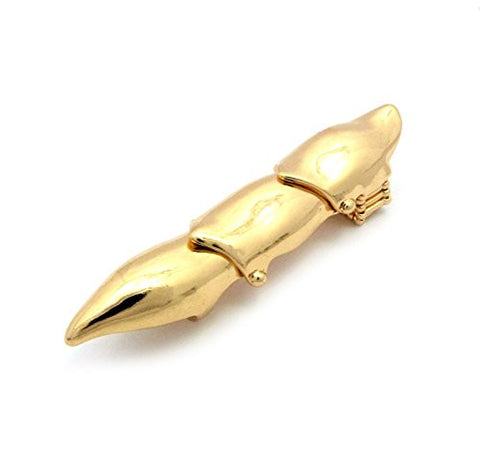 Gold-Tone Polished Armor Full Finger Knuckle Stretch Ring