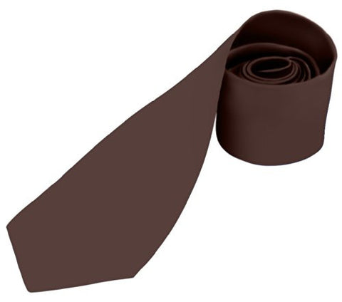 Mens Necktie SOLID Satin Neck Tie Brown 55