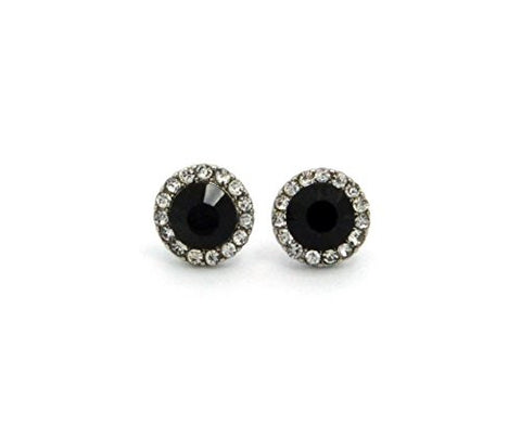 Rhinestone Cluster Faux Onyx Stud Earrings