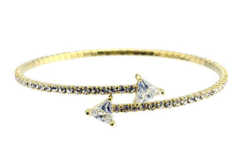 Swarovski Elements Flex Bracelet with Trillion-Cut Stone Tips - Gold-Tone MADE IN KOREA IKB1008G