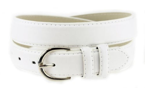 Nyfashion101 Women's Basic Leather Dressy Belt w/ Round Buckle H001-White-L