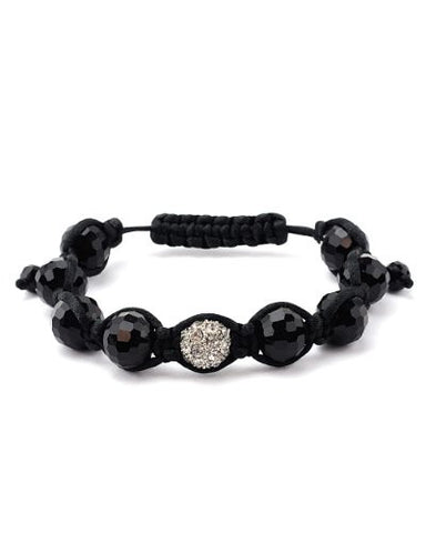 Black Rhinestone Bead & Disco Ball Shamballa Bracelet SMB147BK