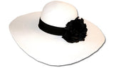 Women's Straw Paper Wide Brim Floppy Hat W/Flower FL1466