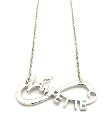 Vampette Inscribed Infinity Loop 2mm 18" Link Chain Necklace in Silver-Tone