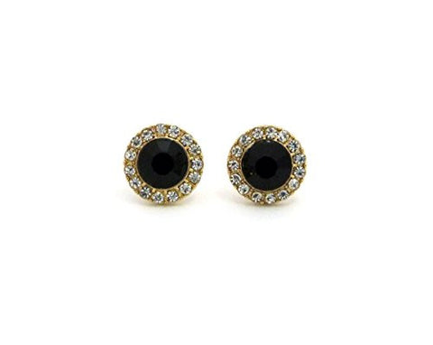 Rhinestone Cluster Faux Onyx Stud Earrings