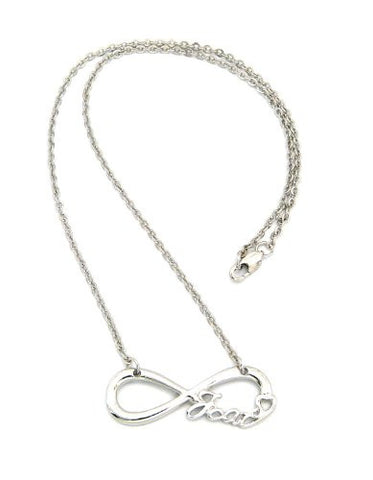 Jcat Inscribed Infinity Loop 2mm 18" Link Chain Necklace in Silver-Tone