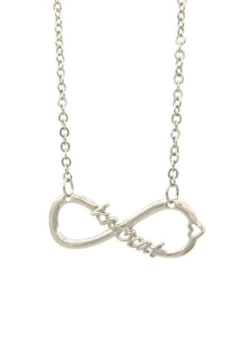 KatyCat Inscribed Infinity Loop 2mm 18" Link Chain Necklace in Silver-Tone