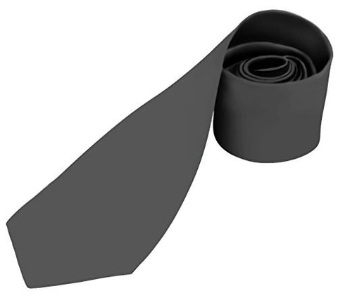 Mens Necktie SOLID Satin Neck Tie Charcoal Gray 90