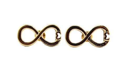 Directioner&reg; Engraved Heart Tip Infinity Loop Stud Earrings in Gold-Tone
