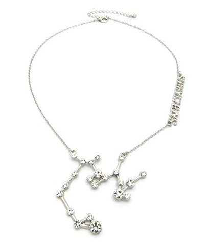 Sagittarius Zodiac Sign Rhinestone Horoscope Pendant 2mm 16" + Extension Necklace in Silver-Tone