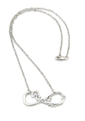 Rusher Inscribed Infinity Loop 2mm 18" Link Chain Necklace in Silver-Tone