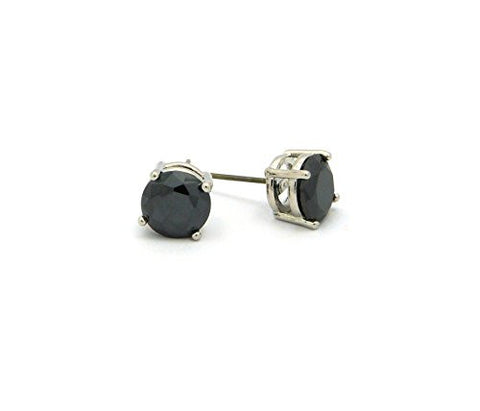 Round Cut Jet Cubic Zirconia 4-Prong Stud Earrings