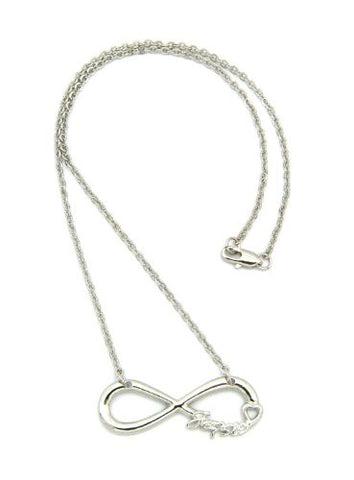 Jepsie Inscribed Infinity Loop 2mm 18" Link Chain Necklace in Silver-Tone