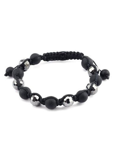 Matte Ball & Mirroring Disco Ball Adjustable Shamballa Bracelet XHB115HE