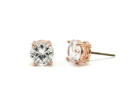 Round Cut Clear Cubic Zirconia Stud Earrings