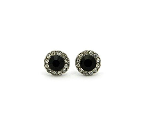 Rhinestone Cluster Faux Onyx Stud Earrings