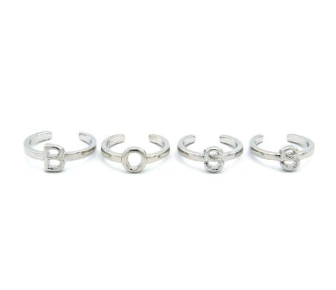 Boss' 4 Piece Silver Tone Initial Knuckle Rings JR3005RD