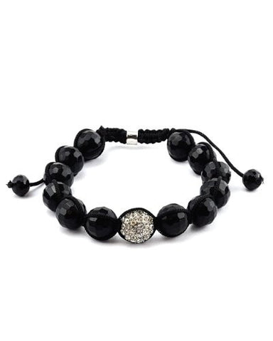 Faceted Faux Crystal Bead w/ Rhinestone Ball Shamballa Bracelet XB24CRY