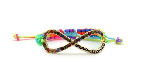Multicolor Braided Gold Tone Infinity Fan Bracelet