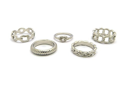 5 Piece Multi-Style Midi Ring Set