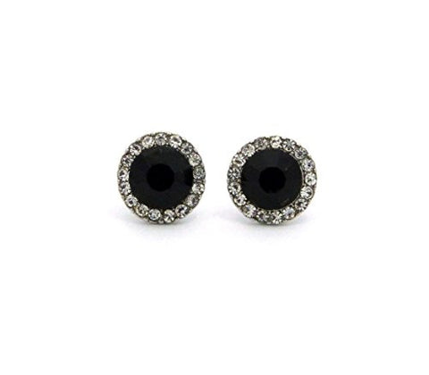 Rhinestone Cluster Faux Onyx Stud Earrings