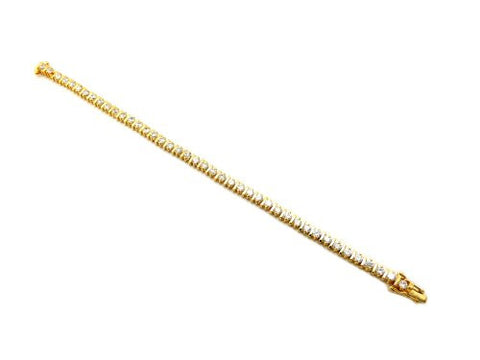 Heavy Gold Plated Brass Cubic Zirconia 7.35" Tennis Bracelet