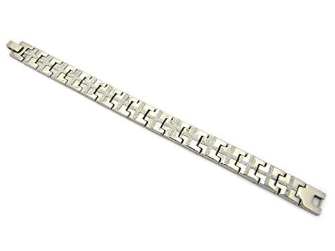 Cross Pattern Watch Band Style Shimmer Link Bracelet