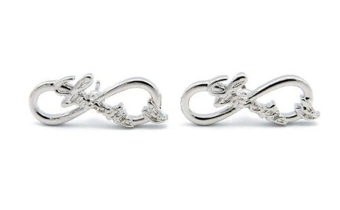 Lovatic Heart Infinity Loop Stud Earrings in Silver-Tone