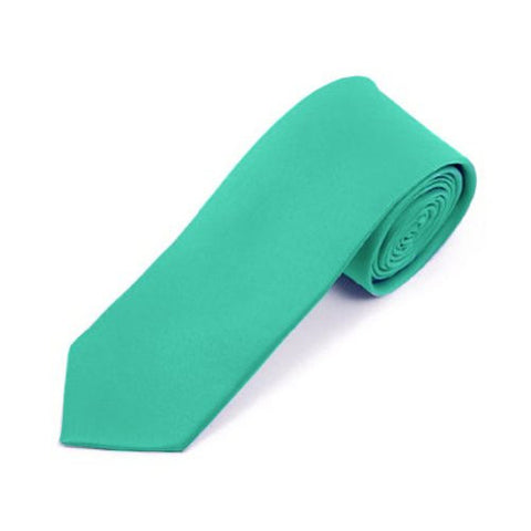 Solid Color Mens Skinny 2" Tie - Teal