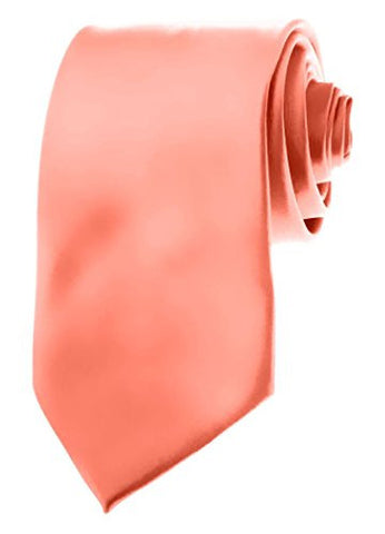 Mens Necktie SOLID Satin Neck Tie Coral Palm Coast Coral 08