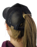 C.C Ponycap Messy High Bun Ponytail Adjustable Glitter Mesh Trucker Baseball Cap