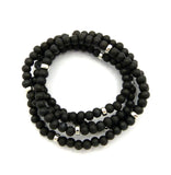Black Wood Bead Color Metal Disc 6mm 30" Necklace