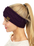 C.C Soft Stretch Winter Warm Cable Knit Fuzzy Lined Ear Warmer Headband
