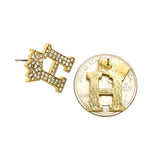 Stone Stud Tilted Crown Initial Pierced Earrings, H/Gold-Tone