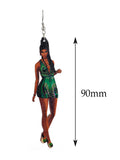 Women's Exquisite African Ebony Model Dangle Pierced Earrings, Summer Dress
