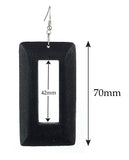 Women's Geometric Open Rectangle Wood Dangle Pierced Earrings
