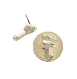 Stone Stud Tilted Crown Initial Pierced Earrings, J/Silver-Tone