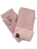 C.C Women's Warm Knit Fingerless Half Finger Fleece Lined Winter Gloves