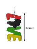 Women's Afrocentric African Text Wood Dangle Pierced Earrings, Love